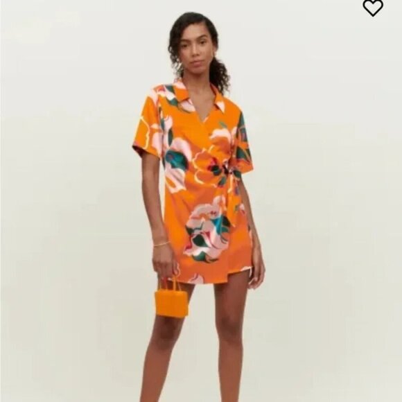 Reformation Dresses & Skirts - Reformation Luxe Electra Orange Silk Wrap Dress